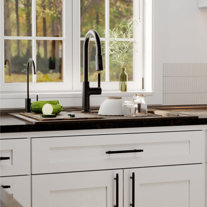 33" Top Mount Single Bowl Quartz Kitchen Sink Kit In Brown
