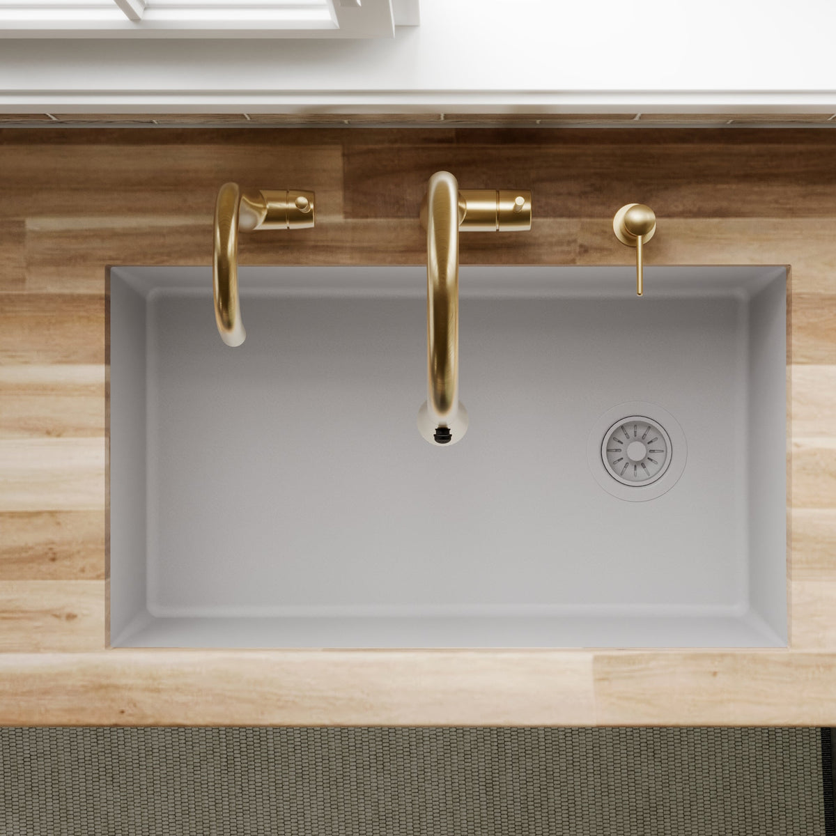 31-5/8" Undermount Large Single Bowl Quartz Composite Kitchen Sink In Grey