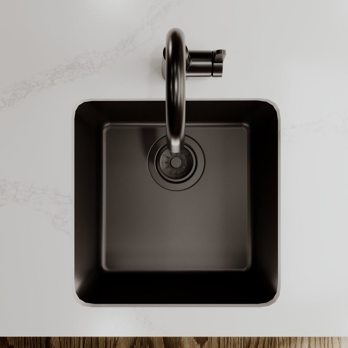 16-5/8" Undermount Quartz Composite Bar/Prep Sink In Black