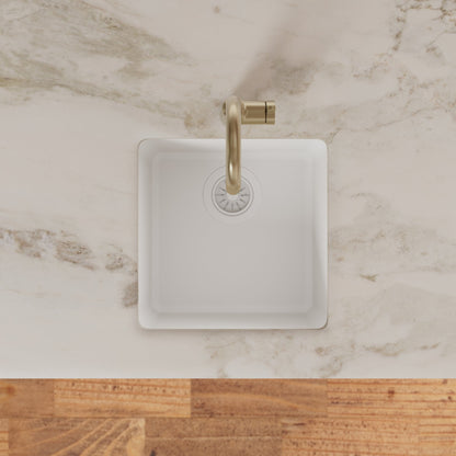 16-5/8" Undermount Quartz Composite Bar/Prep Sink In White