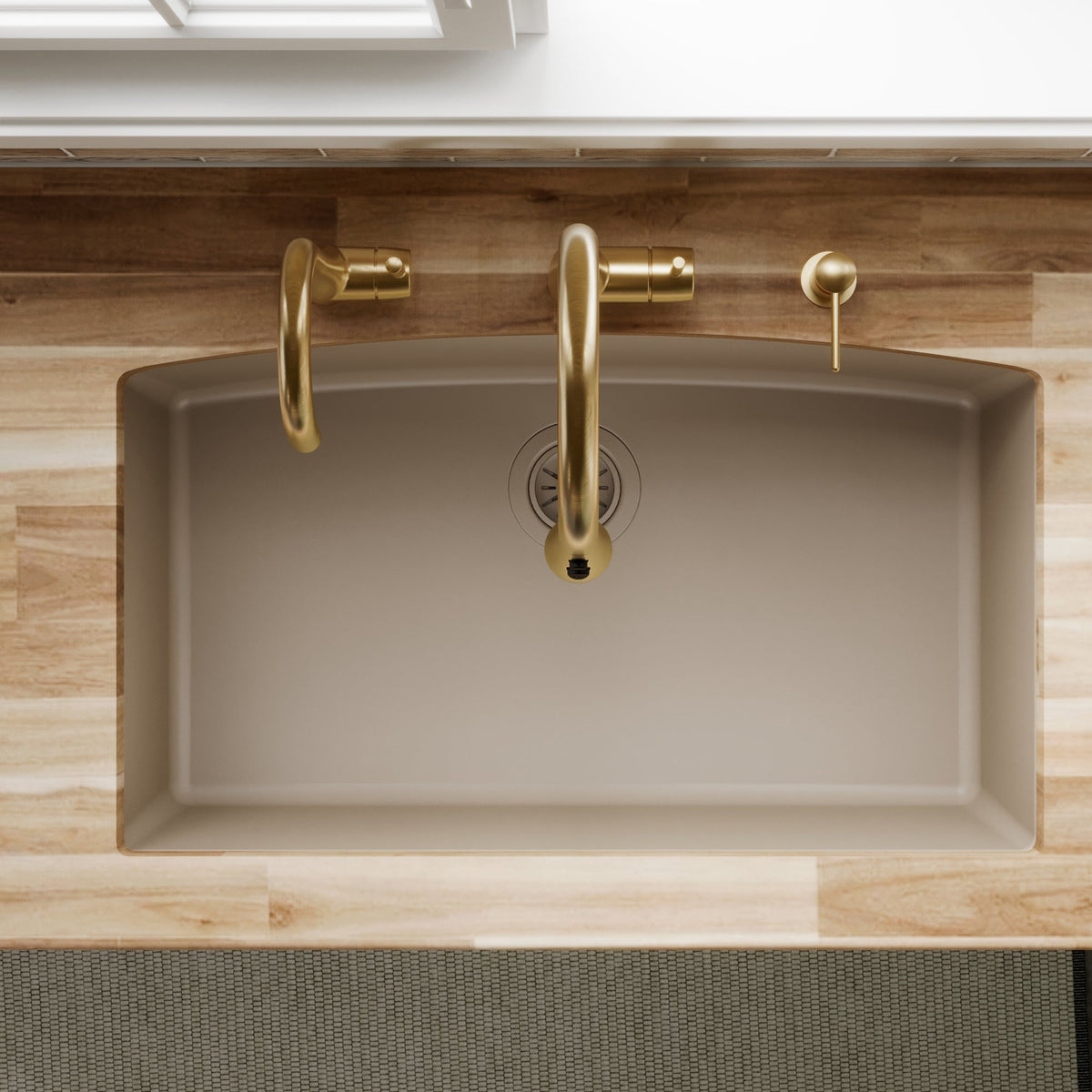 32-1/2" Undermount Large Single Bowl Quartz Composite Kitchen Sink In Concrete