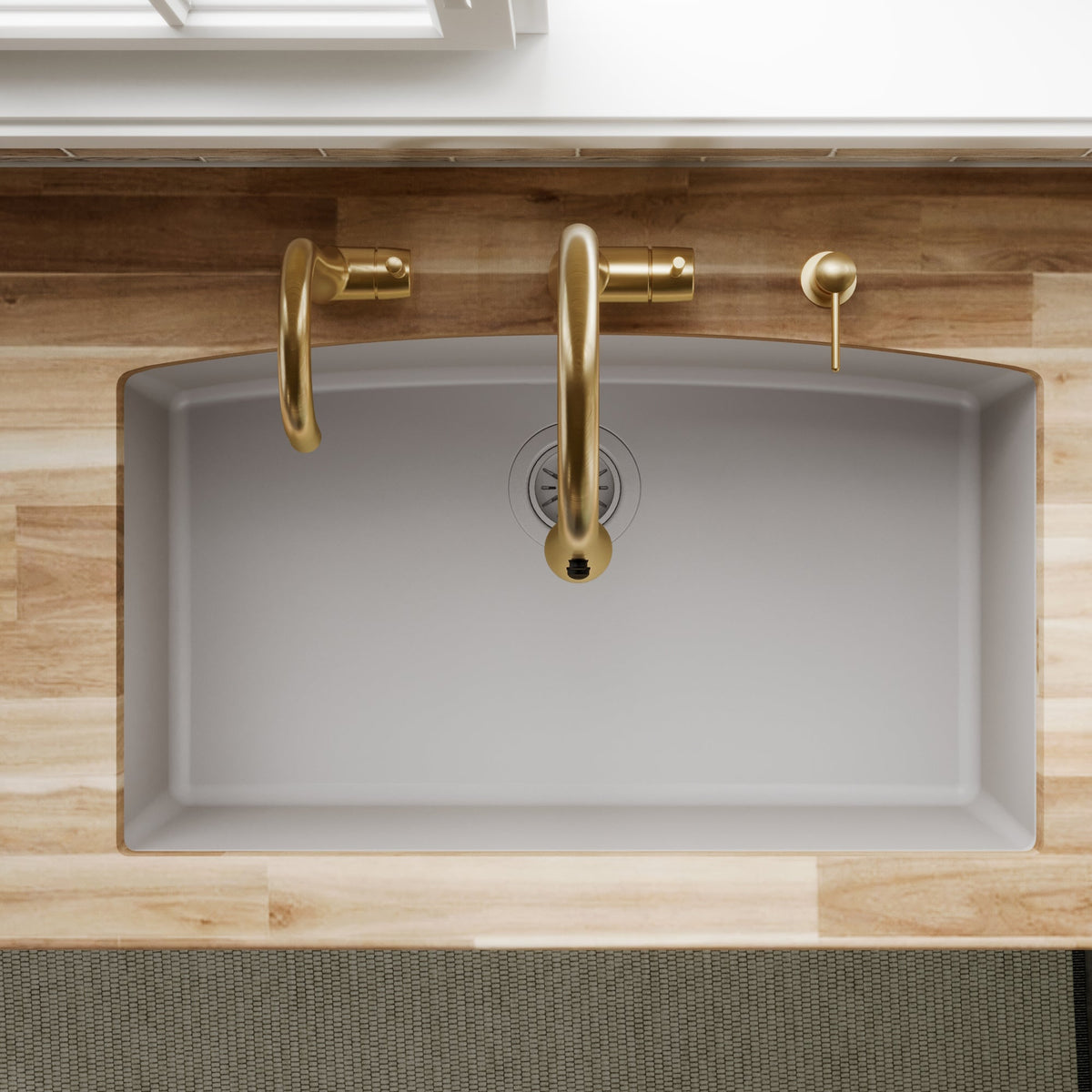 32-1/2" Undermount Large Single Bowl Quartz Composite Kitchen Sink In Grey
