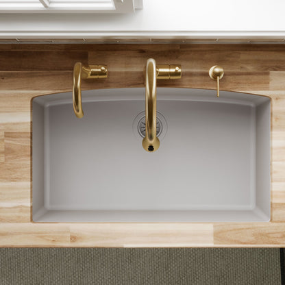 32-1/2" Undermount Large Single Bowl Quartz Composite Kitchen Sink In Grey