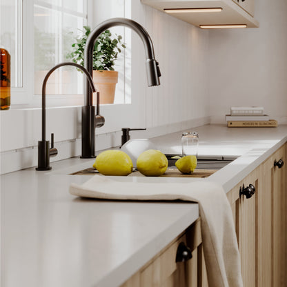 32" Undermount Single Bowl Quartz Kitchen Sink Kit In Black