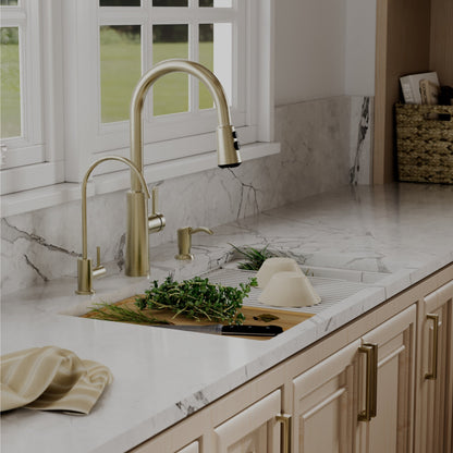 32" Undermount Single Bowl Quartz Kitchen Sink Kit In White