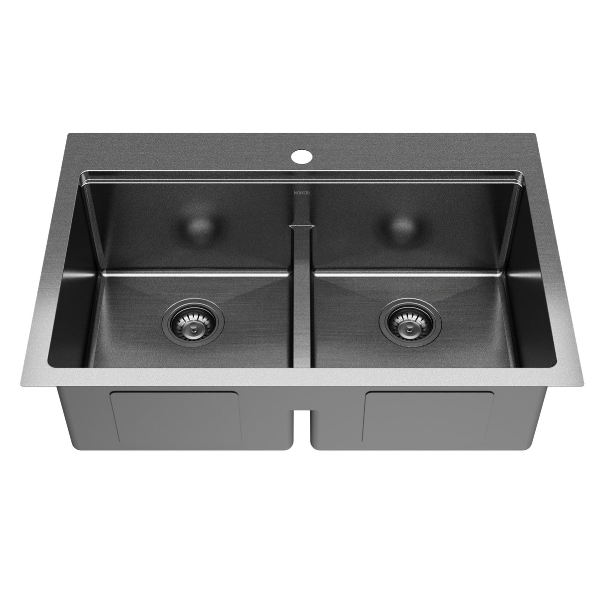 Elite 33" Top Mount Workstation 16 Gauge Stainless Steel Double Bowl Kitchen Sink In Gunmetal Black