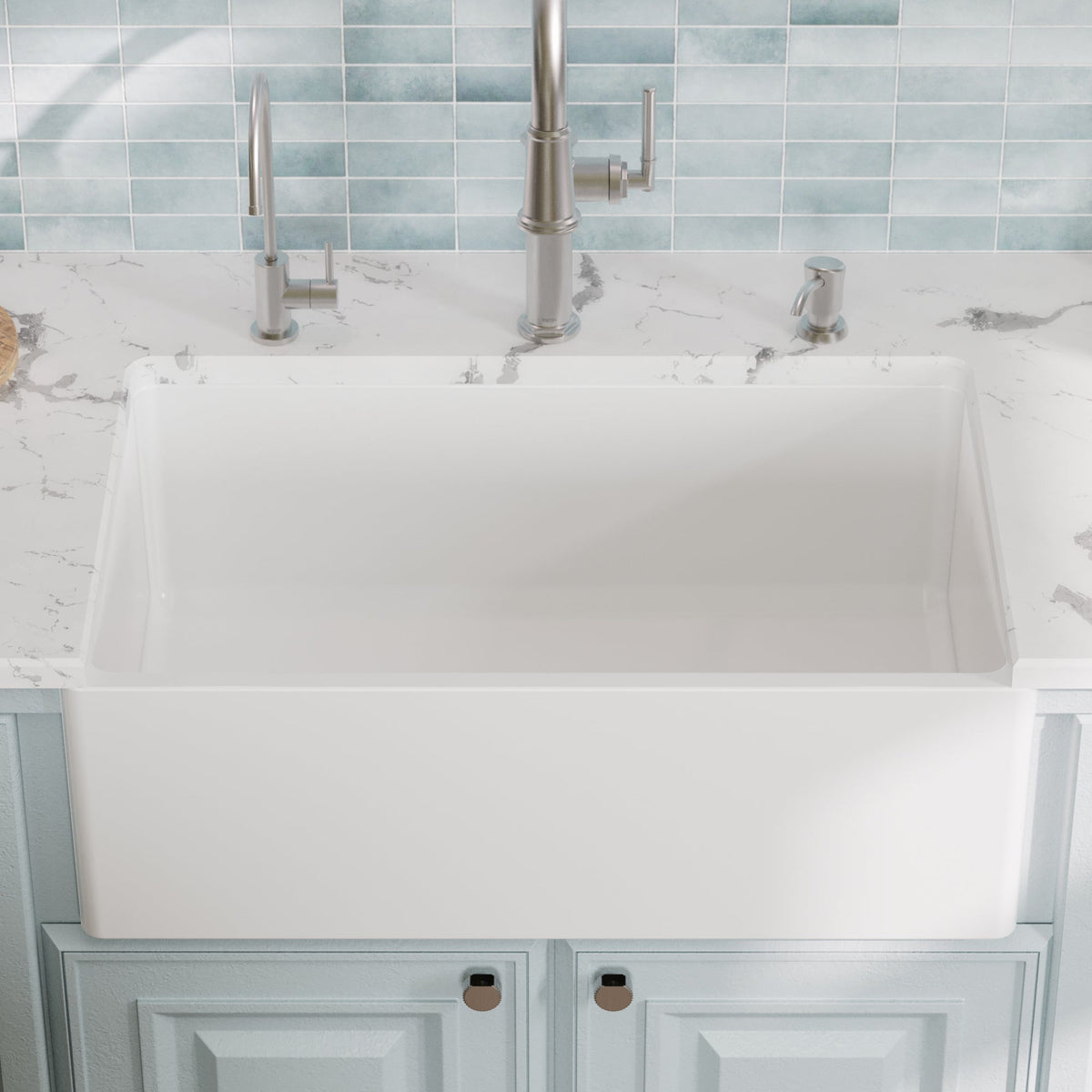 Fireclay 30" Reversible Apron Front Single Bowl Kitchen Sink In White