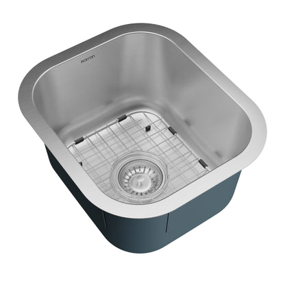 Profile 15" Undermount 16 Gauge Stainless Steel Single Bowl Bar Sink with Accessories
