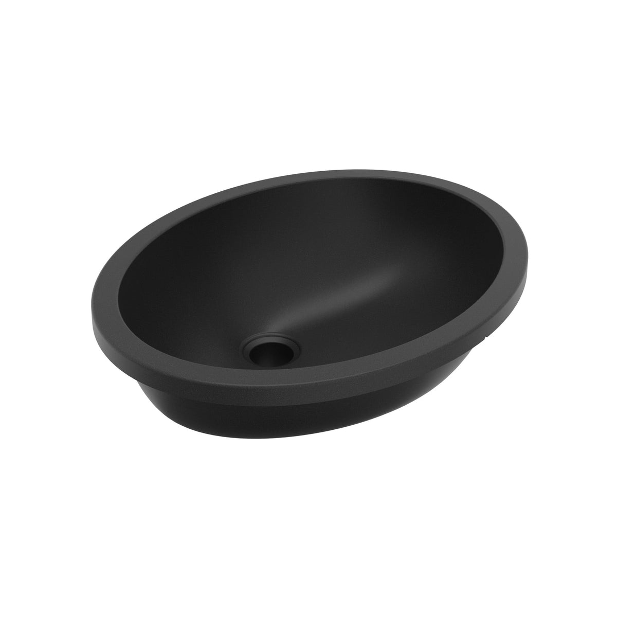19" Seamless Undermount Quartz Composite Bathroom Sink In Black