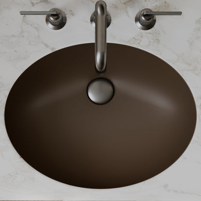 19" Seamless Undermount Quartz Composite Bathroom Sink In Brown