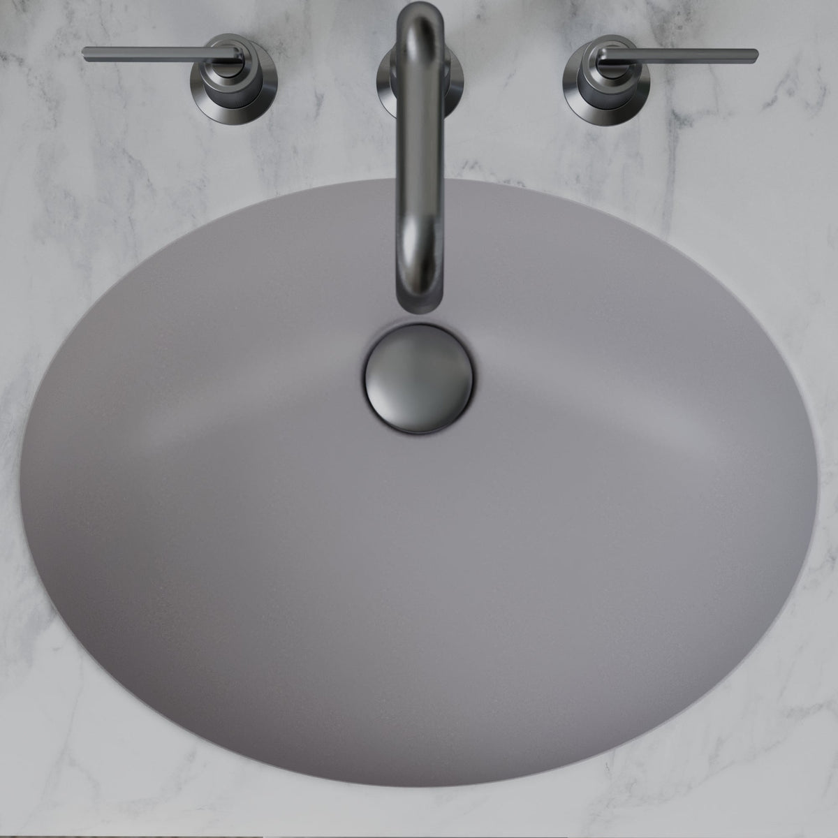 19" Seamless Undermount Quartz Composite Bathroom Sink In Grey