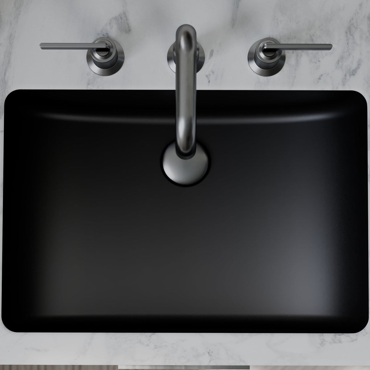 20" Seamless Undermount Quartz Composite Bathroom Sink In Black