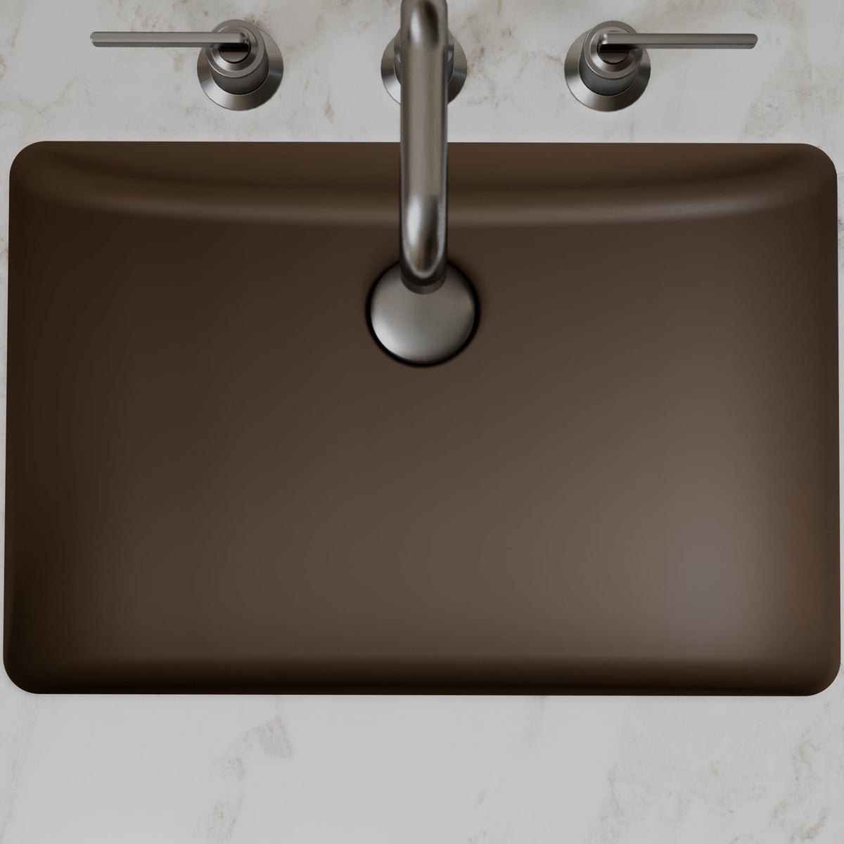 20" Seamless Undermount Quartz Composite Bathroom Sink In Brown