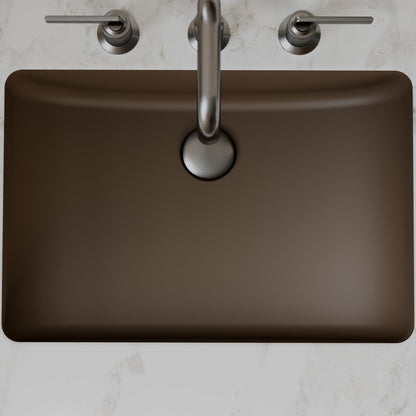 20" Seamless Undermount Quartz Composite Bathroom Sink In Brown