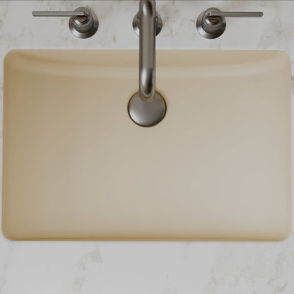 20" Seamless Undermount Quartz Composite Bathroom Sink In Bisque