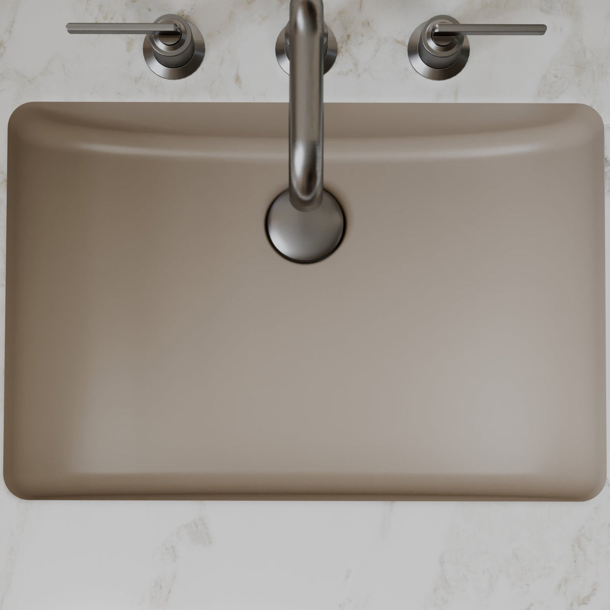 20" Seamless Undermount Quartz Composite Bathroom Sink In Concrete