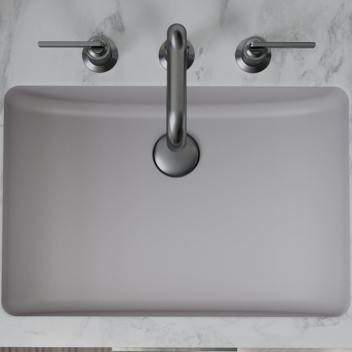 20" Seamless Undermount Quartz Composite Bathroom Sink In Grey