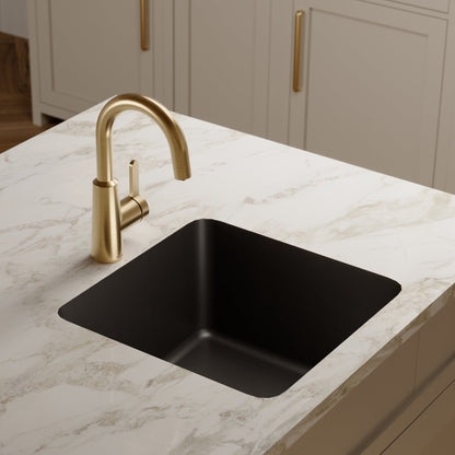 16-5/8" Seamless Undermount Quartz Composite Bar/Prep Sink In Black
