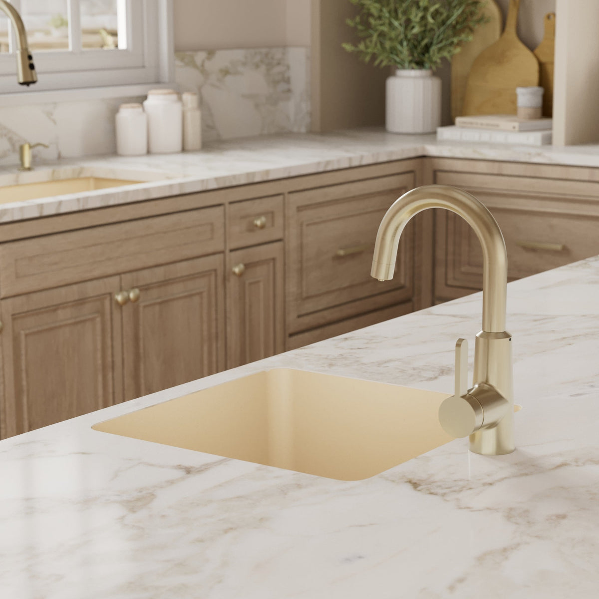 16-5/8" Seamless Undermount Quartz Composite Bar/Prep Sink In Bisque
