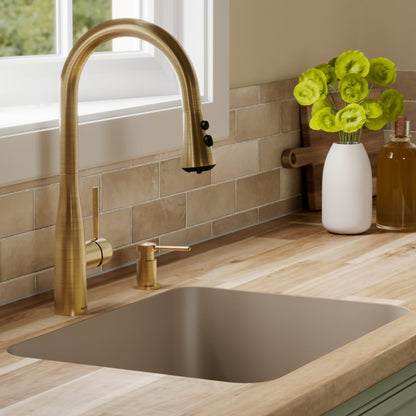 24-1/8" Seamless Undermount Single Bowl Quartz Composite Kitchen Sink In Concrete