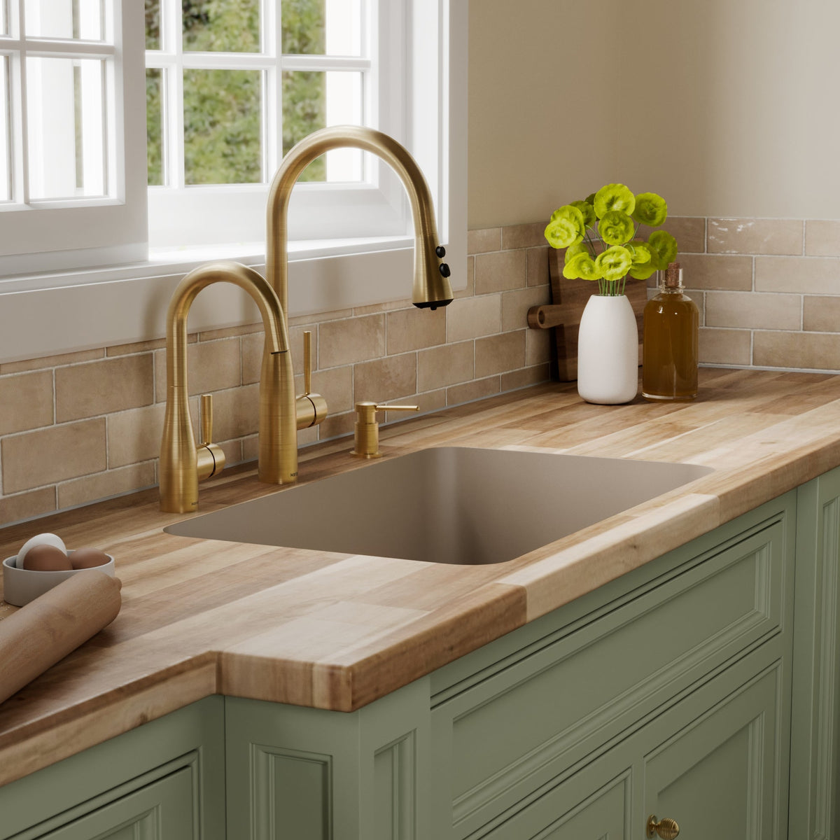 30-7/8" Seamless Undermount Large Single Bowl Quartz Composite Kitchen Sink In Concrete
