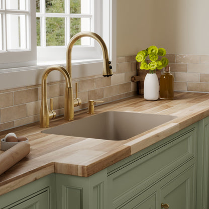 30-7/8" Seamless Undermount Large Single Bowl Quartz Composite Kitchen Sink In Concrete