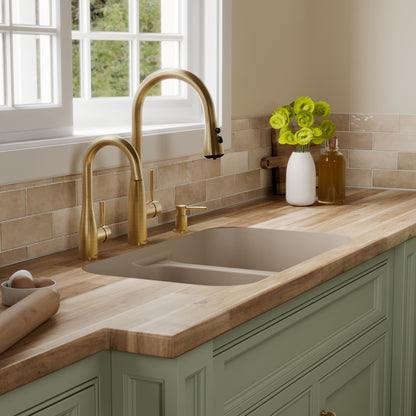 32-7/8" Seamless Undermount Doube Equal Bowl Quartz Composite Kitchen Sink In Concrete
