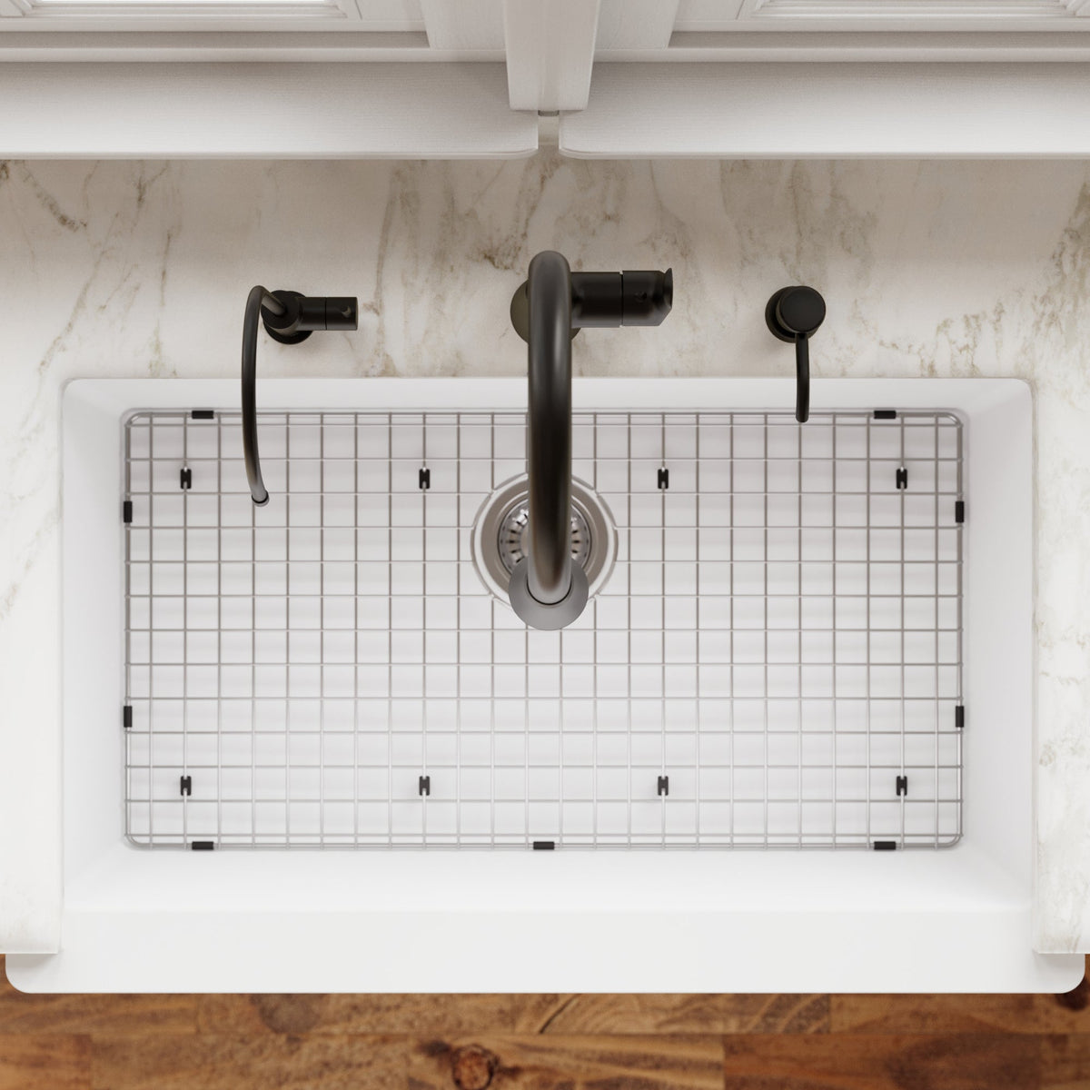 34" Farmhouse Large Single Bowl Quartz Composite Kitchen Sink Kit In White