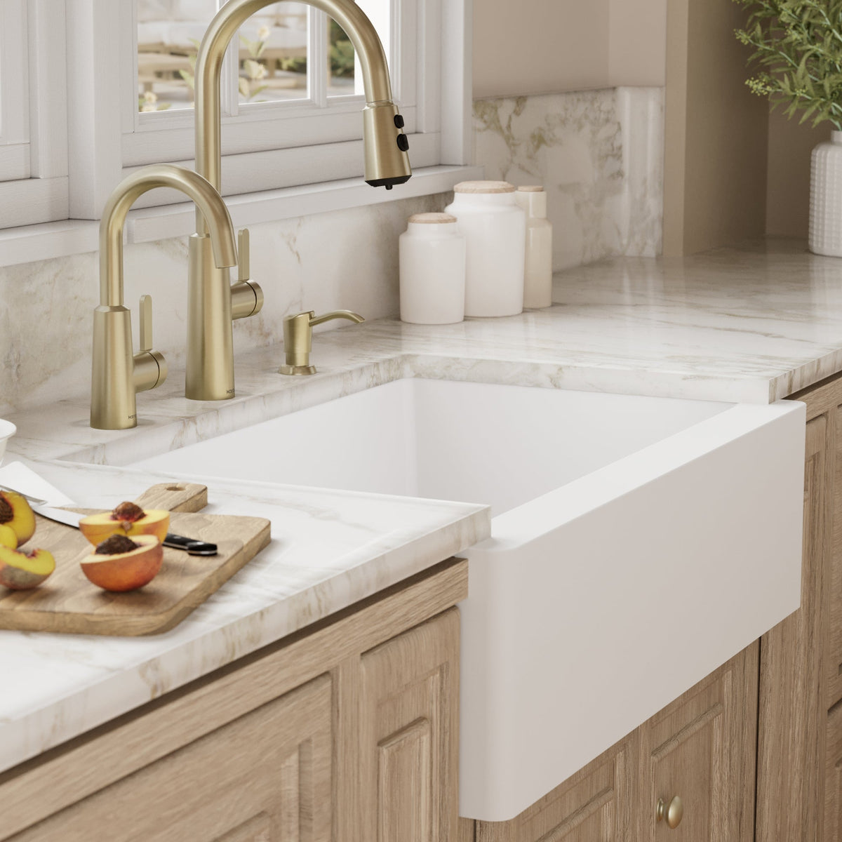 34" Farmhouse Large Single Bowl Quartz Composite Kitchen Sink In White