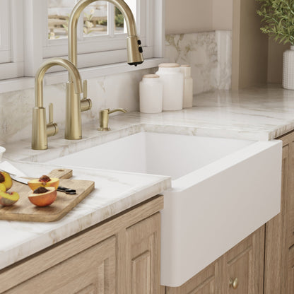 34" Farmhouse Double Equal Bowl Quartz Composite Kitchen Sink In White