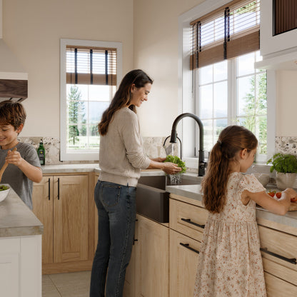 34" Retrofit Farmhouse Large Single Bowl Quartz Composite Kitchen Sink Kit In Brown