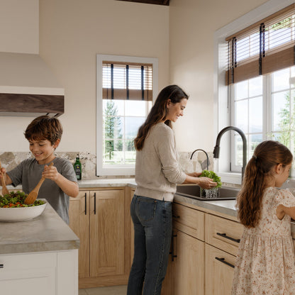 33" Top MountDouble Offset Bowl Quartz Composite Kitchen Sink Kit In Brown