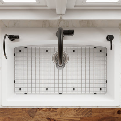 33" Top Mount Large Single Bowl Quartz Composite Kitchen Sink Kit White