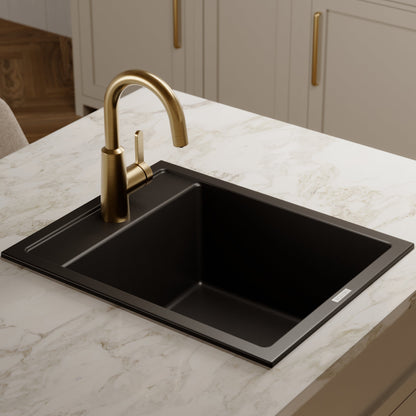 15-3/4" Top Mount Quartz Composite Bar/Prep Sink In Black