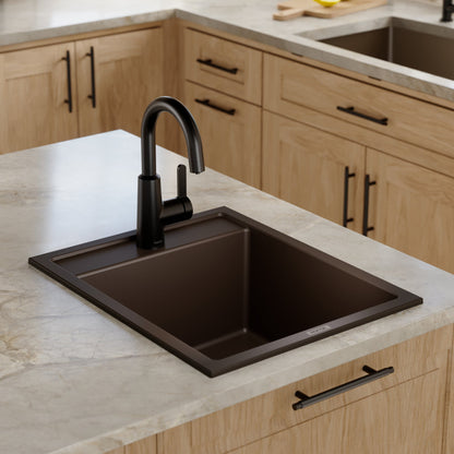 15-3/4" Top Mount Quartz Composite Bar/Prep Sink In Brown