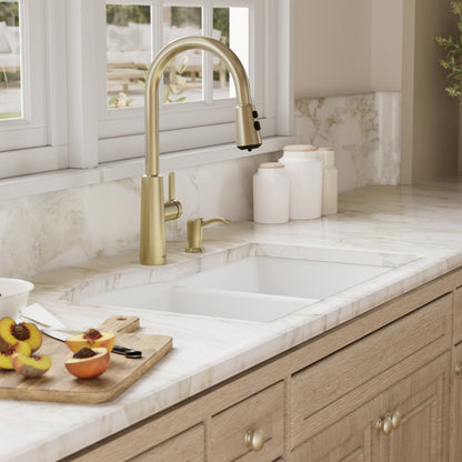 32-1/4" Undermount Double Offset Bowl Quartz Composite Kitchen Sink In White