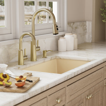 31-5/8" Undermount Large Single Bowl Quartz Composite Kitchen Sink In Bisque