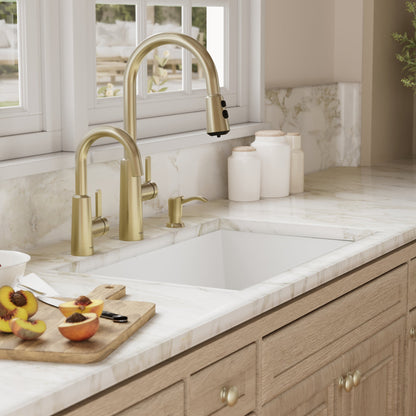 31-5/8" Undermount Large Single Bowl Quartz Composite Kitchen Sink In White