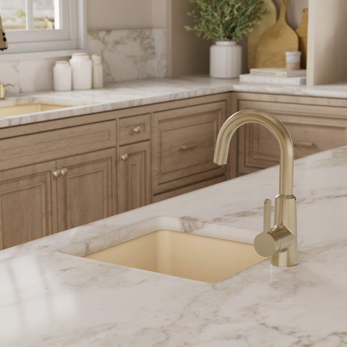 16-5/8" Undermount Quartz Composite Bar/Prep Sink In Bisque