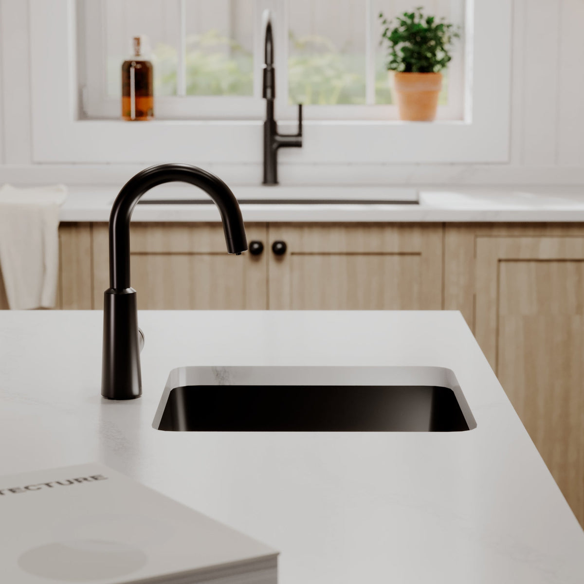 16-5/8" Undermount Quartz Composite Bar/Prep Sink In Black