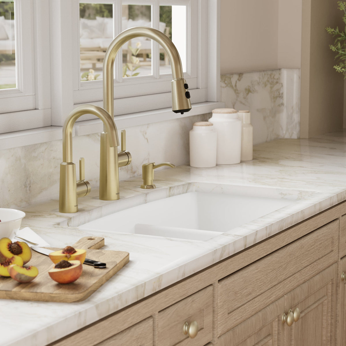 32-1/2" Undermount Double Offset Bowl Quartz Composite Kitchen Sink In White
