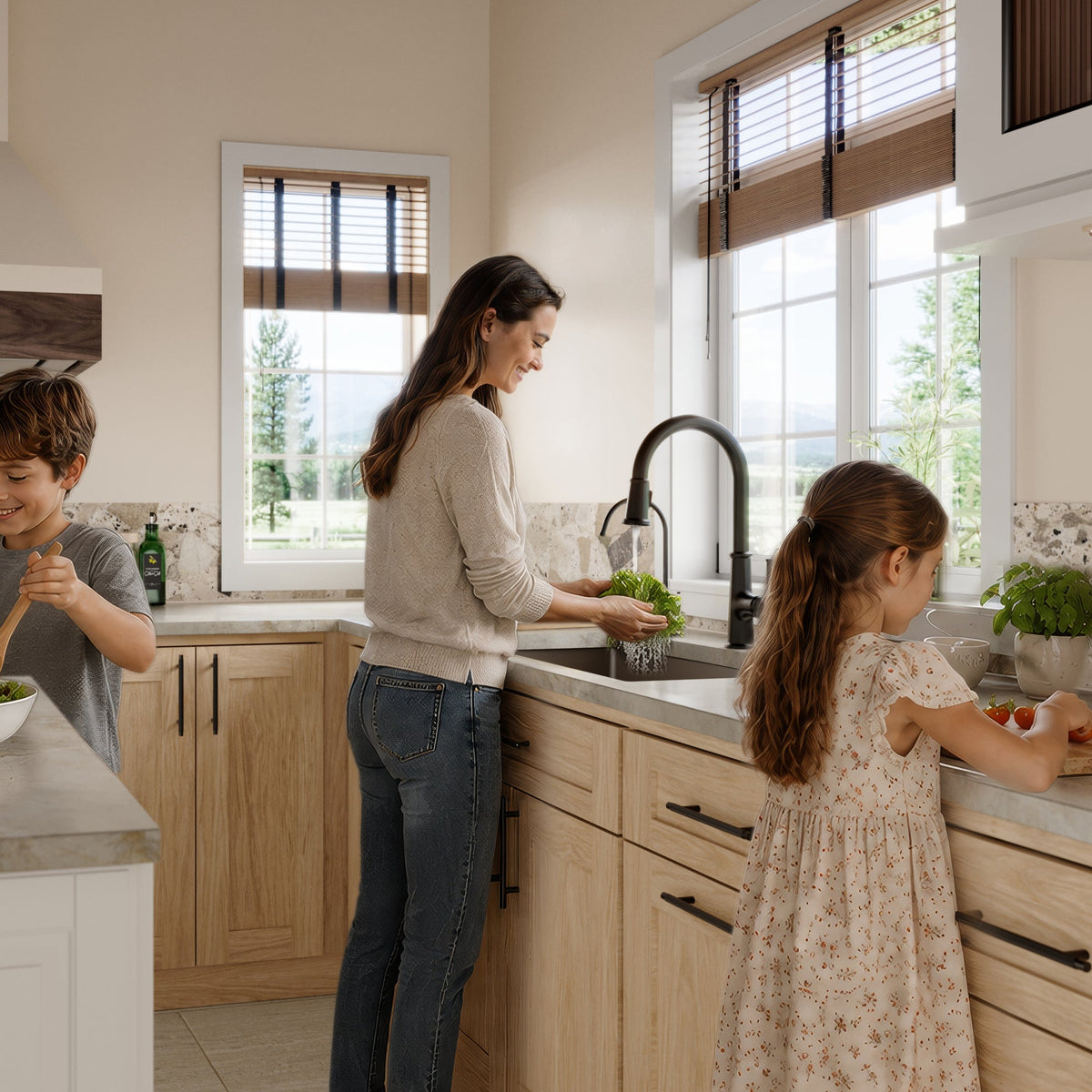 32-1/2" Undermount Large Single Bowl Quartz Composite Kitchen Sink Kit In Brown