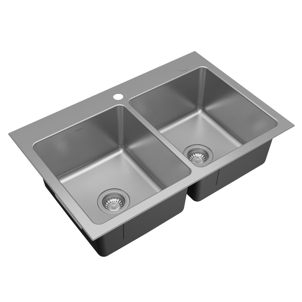 Lansen 33" Top Mount 18 Gauge Double Bowl Stainless Steel Sink with Accessories