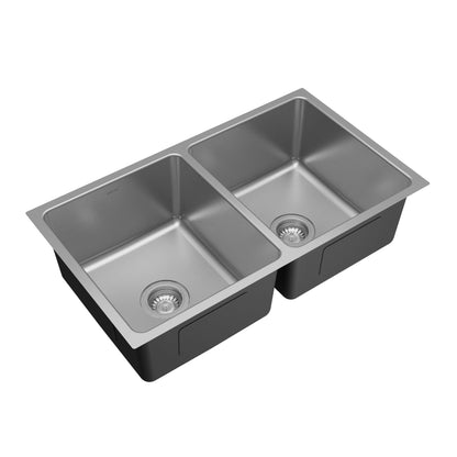 Lansen 32" Undermount 18 Gauge Double Equal Bowl Stainless Steel Sink with Accessories