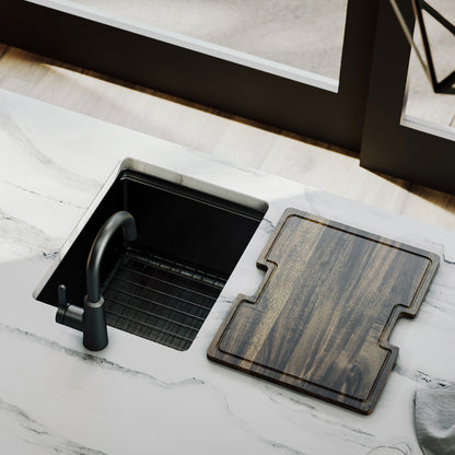 Elite 15" Undermount Workstation 16 Gauge Single Bowl Stainless Steel Kitchen Sink In Gunmetal Black