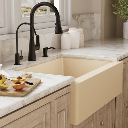 34" Farmhouse Double Equal Bowl Quartz Composite Kitchen Sink Kit In Bisque