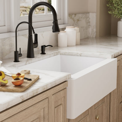 34" Farmhouse Double Equal Bowl Quartz Composite Kitchen Sink Kit In White