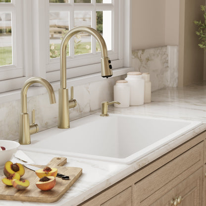 33" Top Mount Large Single Bowl Quartz Composite Kitchen Sink In White