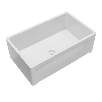 Fireclay 30" Reversible Apron Front Single Bowl Kitchen Sink In White