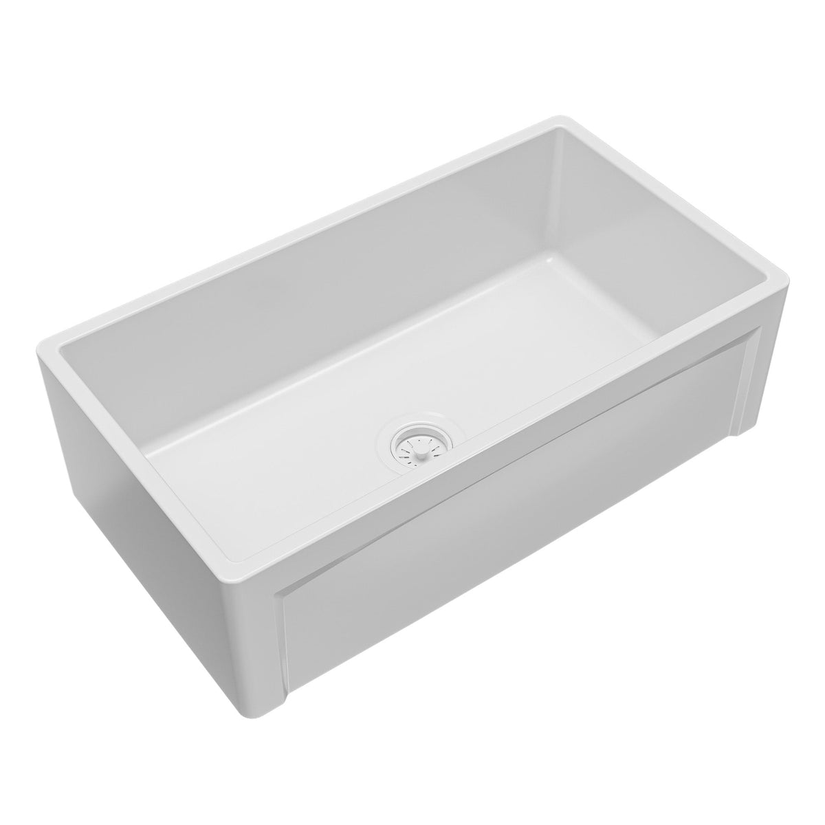 Fireclay 33" Reversible Apron Front Single Bowl Kitchen Sink In White